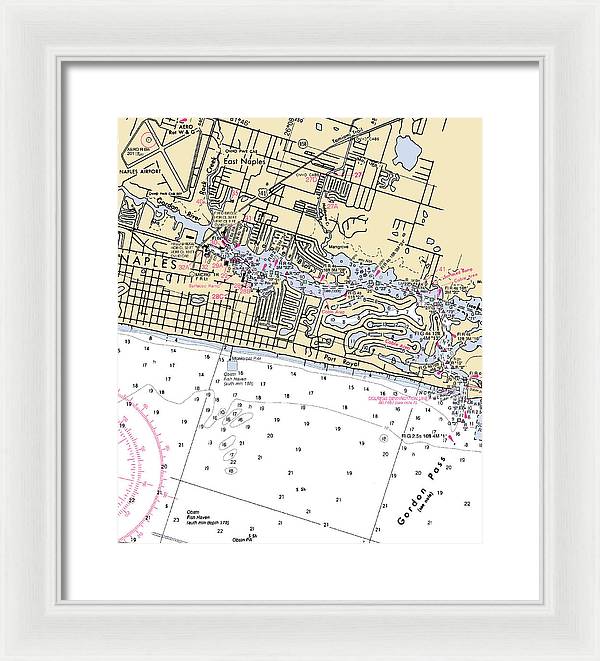 Naples-florida Nautical Chart - Framed Print