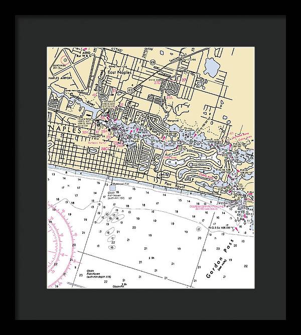 Naples-florida Nautical Chart - Framed Print