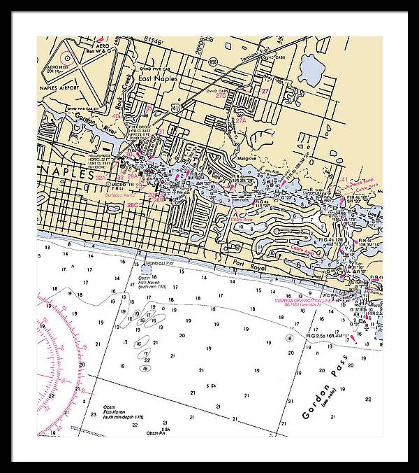 Naples-florida Nautical Chart - Framed Print