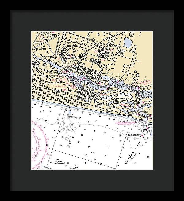 Naples-florida Nautical Chart - Framed Print