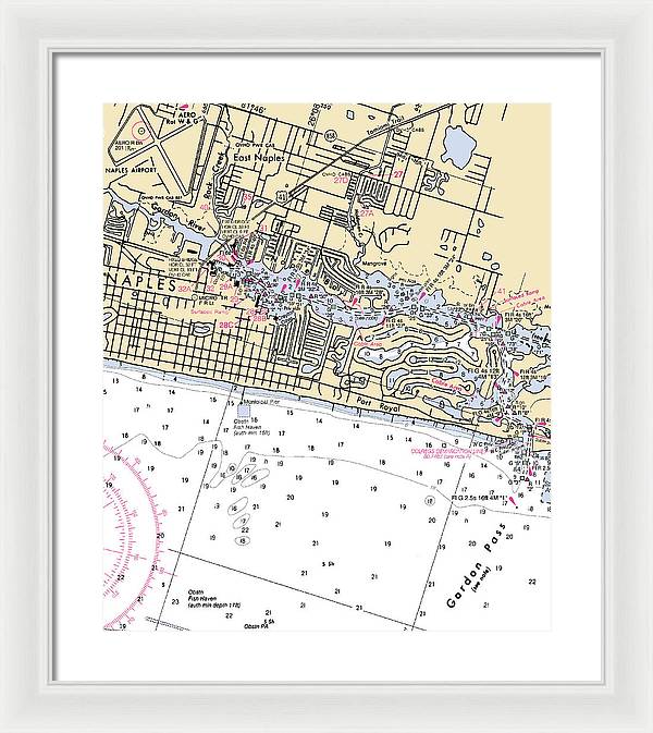 Naples-florida Nautical Chart - Framed Print