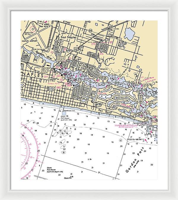 Naples-florida Nautical Chart - Framed Print