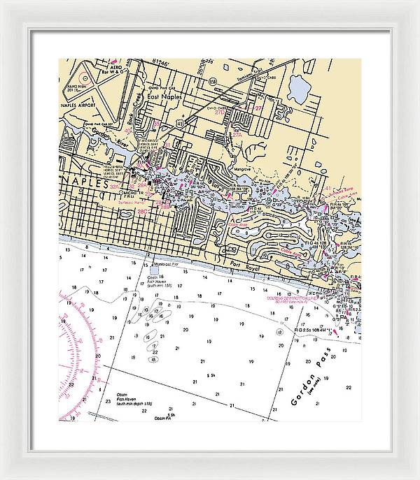 Naples-florida Nautical Chart - Framed Print