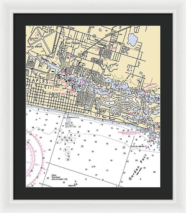 Naples-florida Nautical Chart - Framed Print