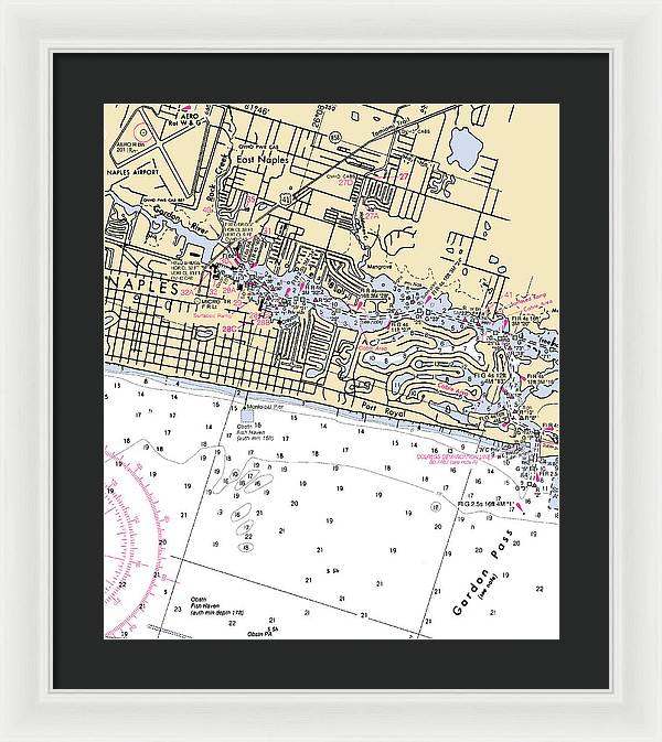 Naples-florida Nautical Chart - Framed Print