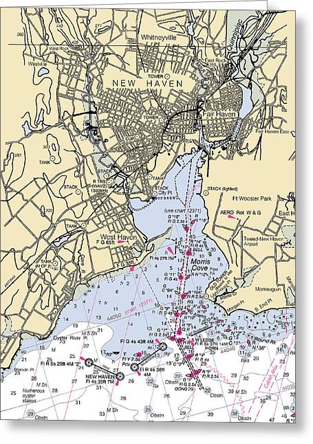 New Haven-connecticut Nautical Chart - Greeting Card