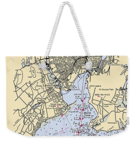New Haven-connecticut Nautical Chart - Weekender Tote Bag