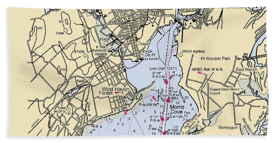 New Haven Connecticut Nautical Chart Bath Towel