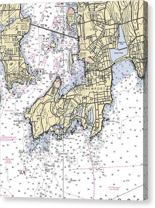 Newport-Rhode Island Nautical Chart Canvas Print