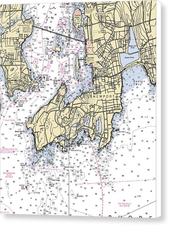 Newport-rhode Island Nautical Chart - Canvas Print