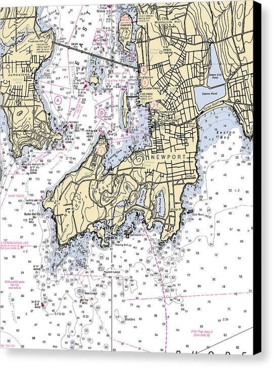 Newport-rhode Island Nautical Chart - Canvas Print