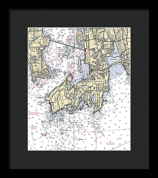 Newport-rhode Island Nautical Chart - Framed Print