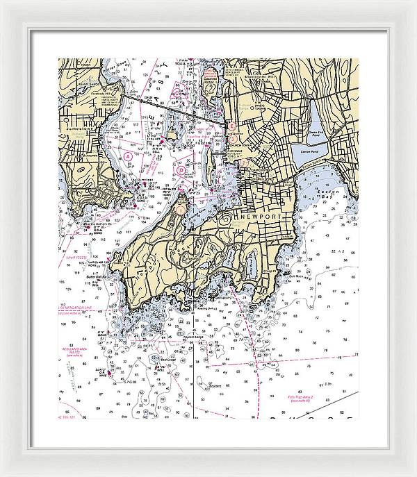 Newport-rhode Island Nautical Chart - Framed Print