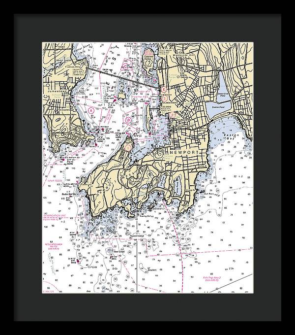 Newport-rhode Island Nautical Chart - Framed Print