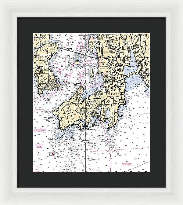 Newport-rhode Island Nautical Chart - Framed Print