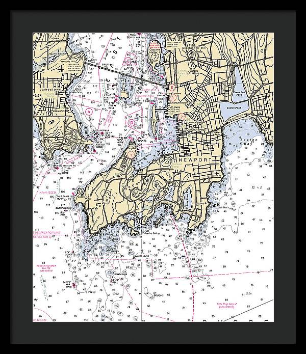 Newport-rhode Island Nautical Chart - Framed Print