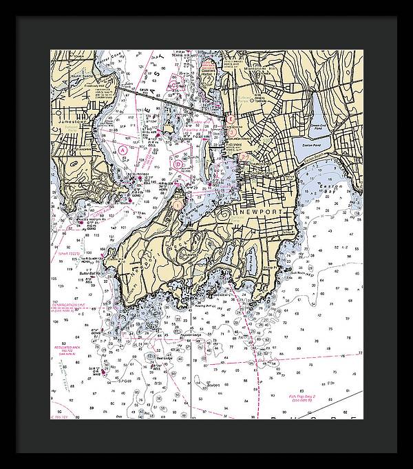 Newport-rhode Island Nautical Chart - Framed Print