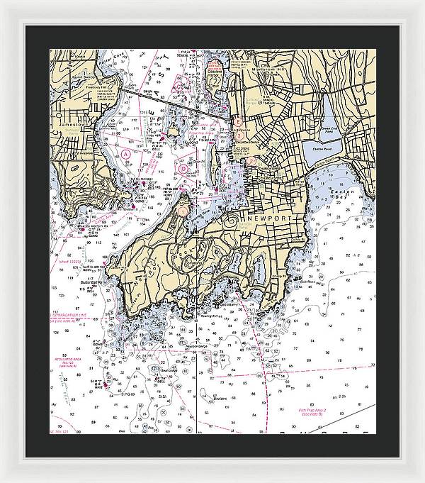 Newport-rhode Island Nautical Chart - Framed Print