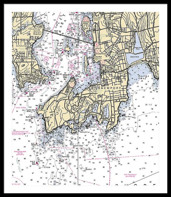 Newport-rhode Island Nautical Chart - Framed Print