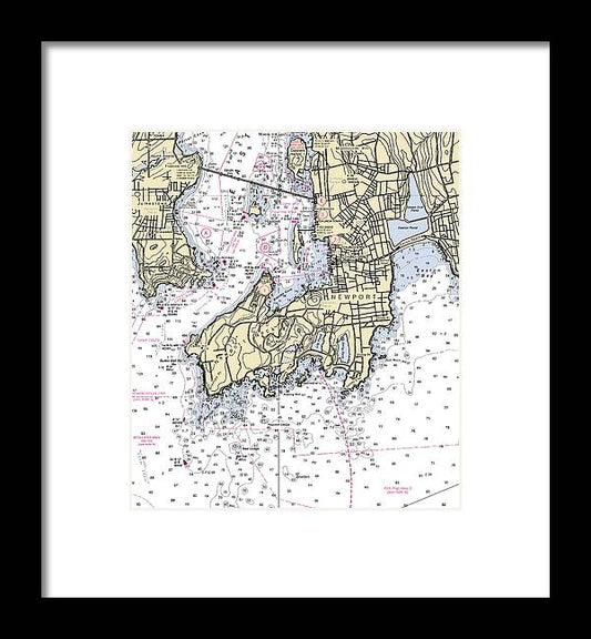 Newport-rhode Island Nautical Chart - Framed Print