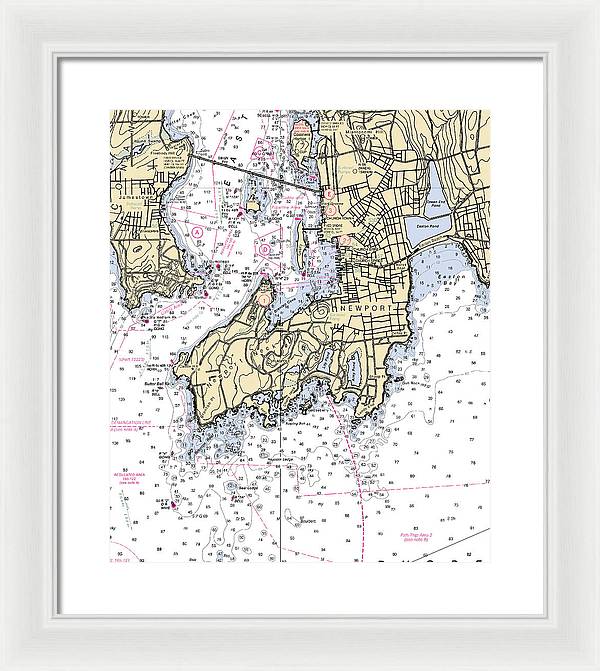 Newport-rhode Island Nautical Chart - Framed Print