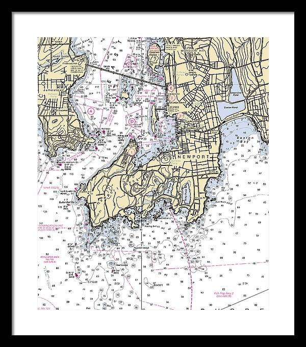 Newport-rhode Island Nautical Chart - Framed Print