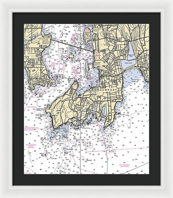 Newport-rhode Island Nautical Chart - Framed Print