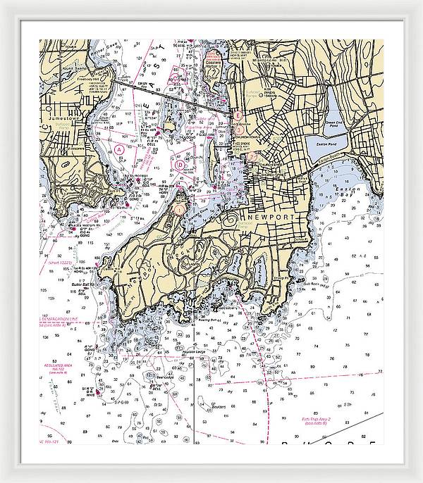 Newport-rhode Island Nautical Chart - Framed Print