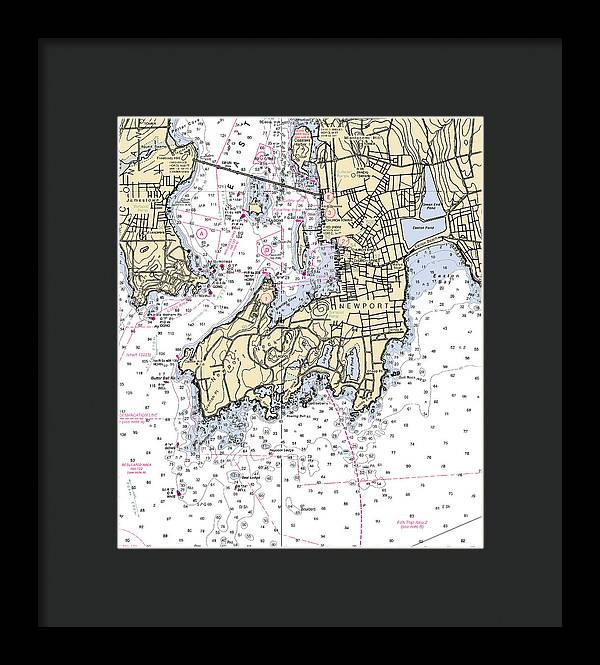 Newport-rhode Island Nautical Chart - Framed Print