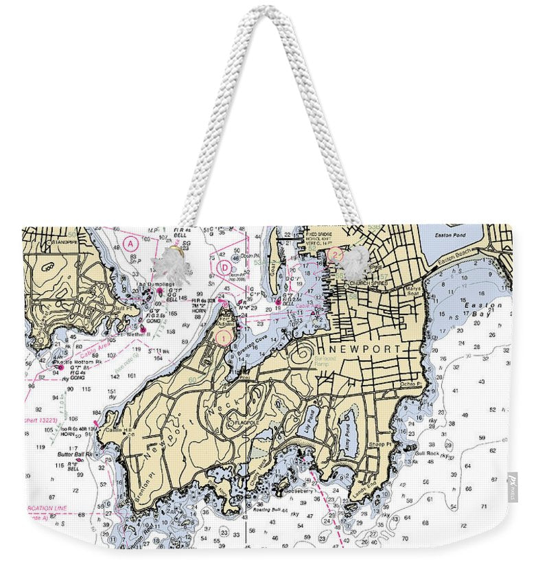 Newport-rhode Island Nautical Chart - Weekender Tote Bag