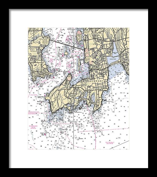 Newport-rhode Island Nautical Chart - Framed Print