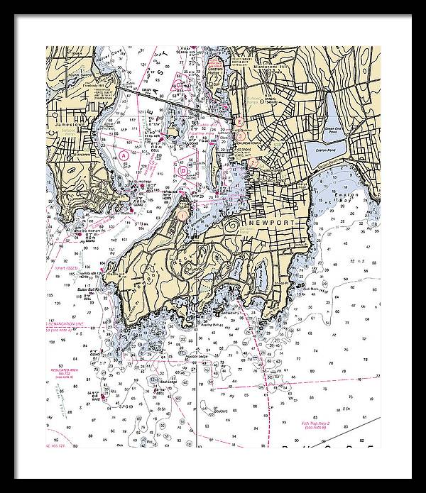 Newport-rhode Island Nautical Chart - Framed Print