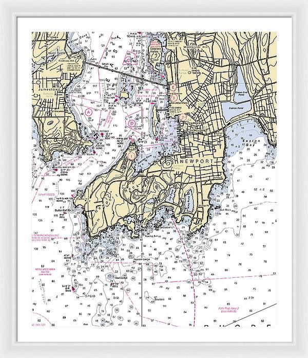 Newport-rhode Island Nautical Chart - Framed Print