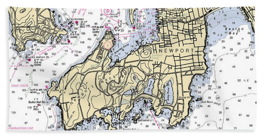 Newport-rhode Island Nautical Chart - Beach Towel
