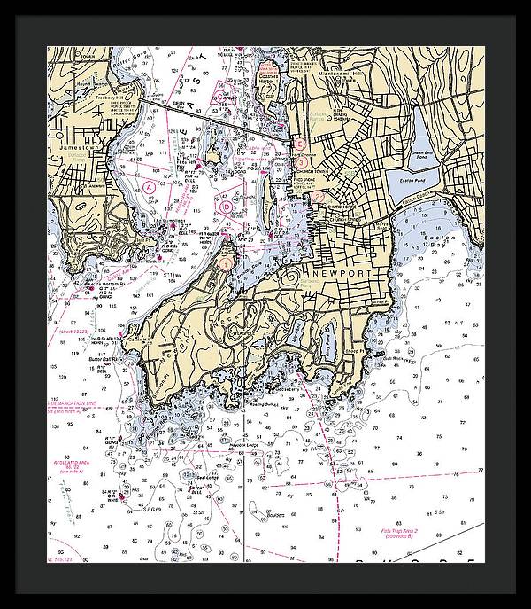 Newport-rhode Island Nautical Chart - Framed Print