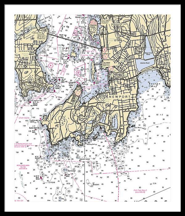 Newport-rhode Island Nautical Chart - Framed Print