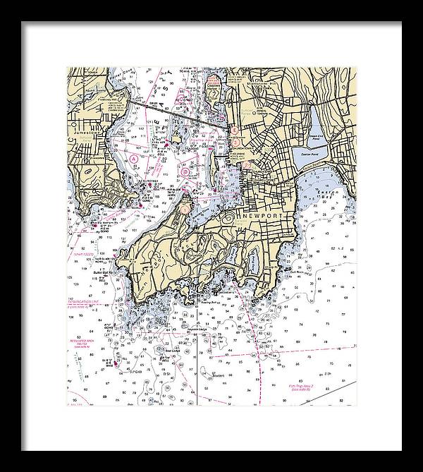 Newport-rhode Island Nautical Chart - Framed Print