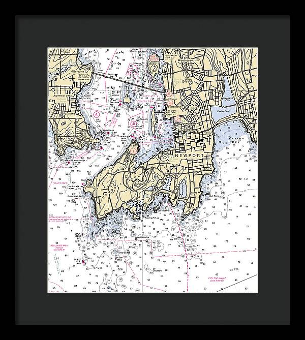 Newport-rhode Island Nautical Chart - Framed Print