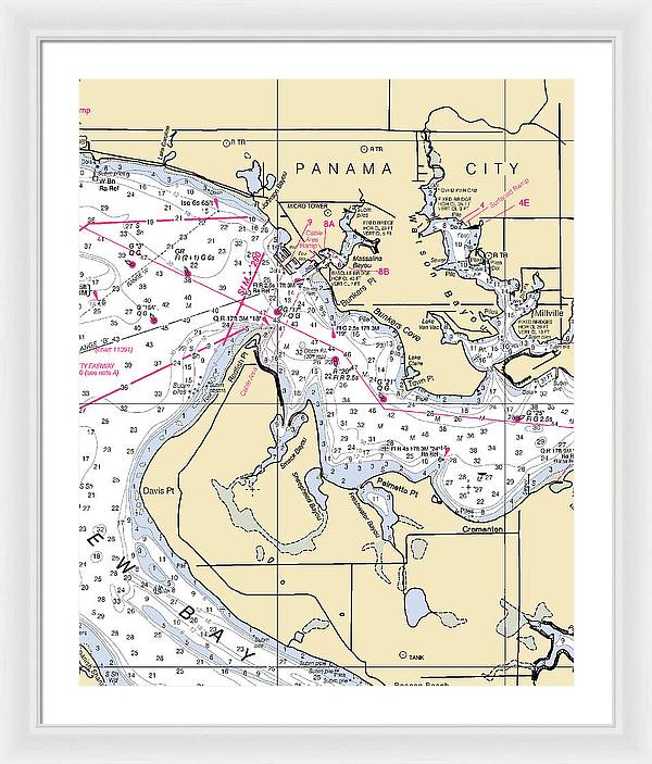 Panama City-florida Nautical Chart - Framed Print