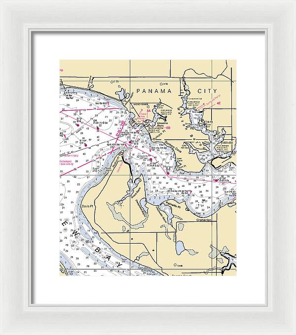 Panama City-florida Nautical Chart - Framed Print