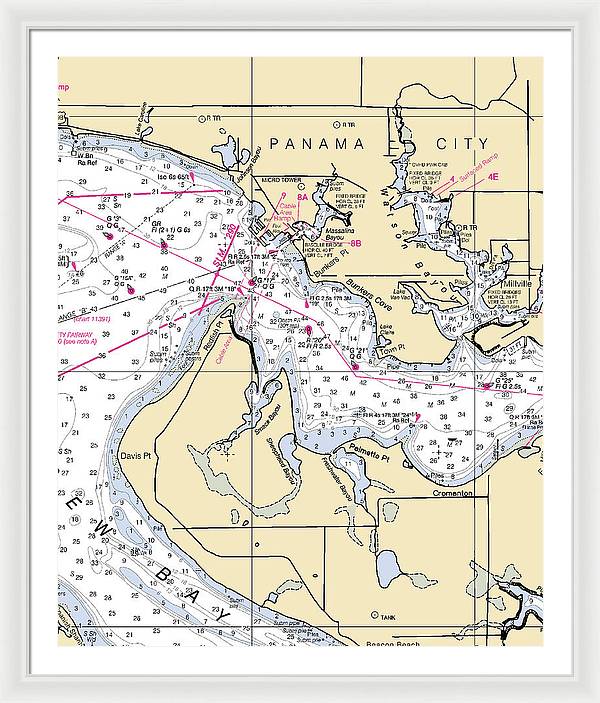 Panama City-florida Nautical Chart - Framed Print