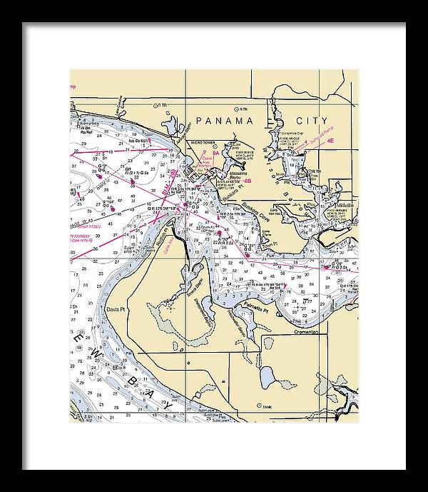 Panama City-florida Nautical Chart - Framed Print