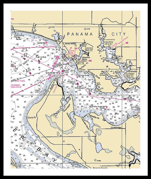 Panama City-florida Nautical Chart - Framed Print