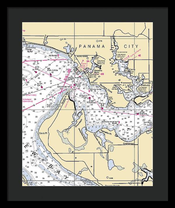 Panama City-florida Nautical Chart - Framed Print