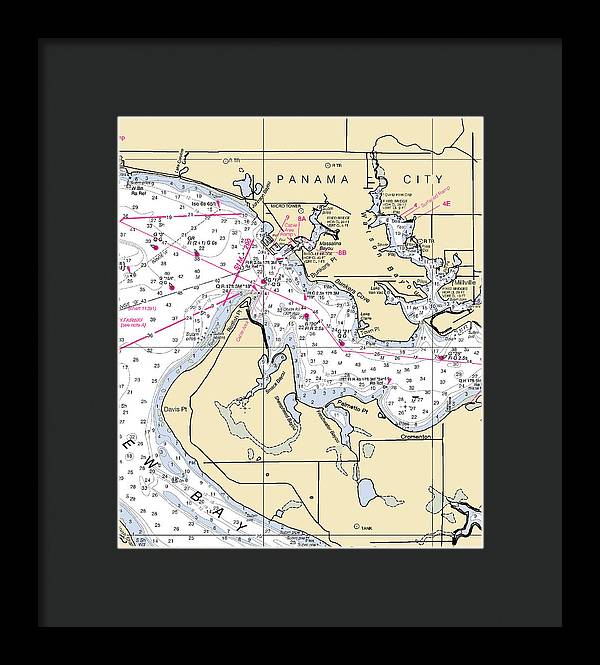 Panama City-florida Nautical Chart - Framed Print