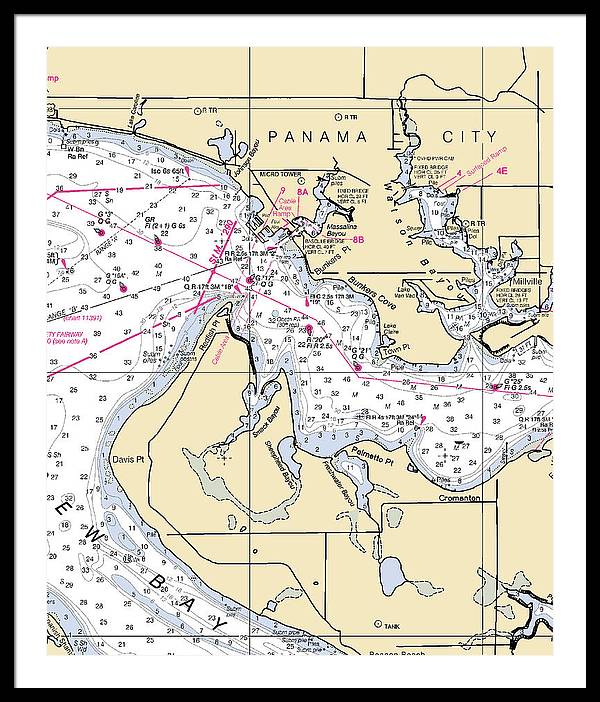 Panama City-florida Nautical Chart - Framed Print