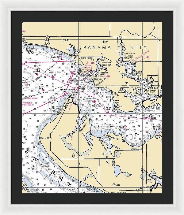 Panama City-florida Nautical Chart - Framed Print