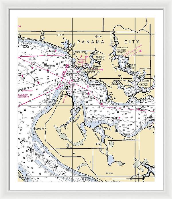Panama City-florida Nautical Chart - Framed Print