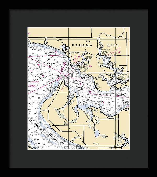 Panama City-florida Nautical Chart - Framed Print