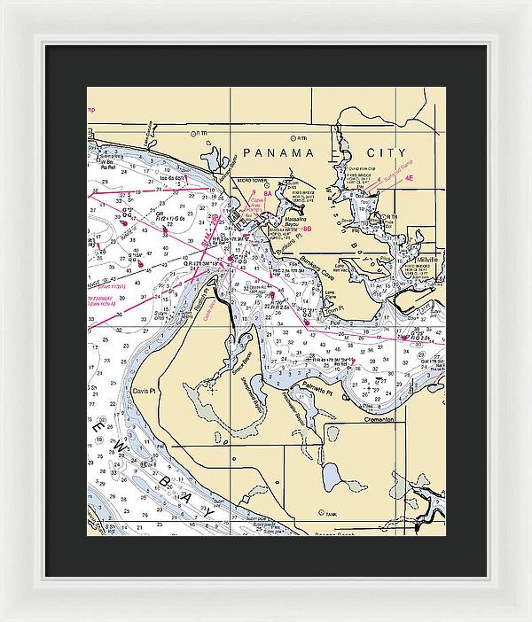 Panama City-florida Nautical Chart - Framed Print